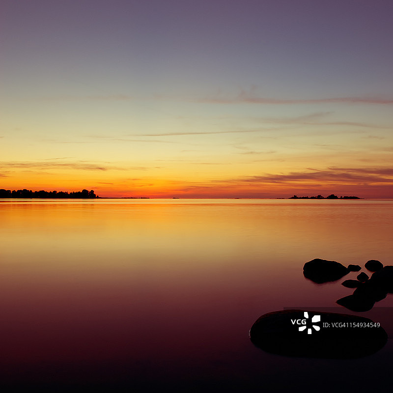 休伦湖佐治亚湾的日落图片素材
