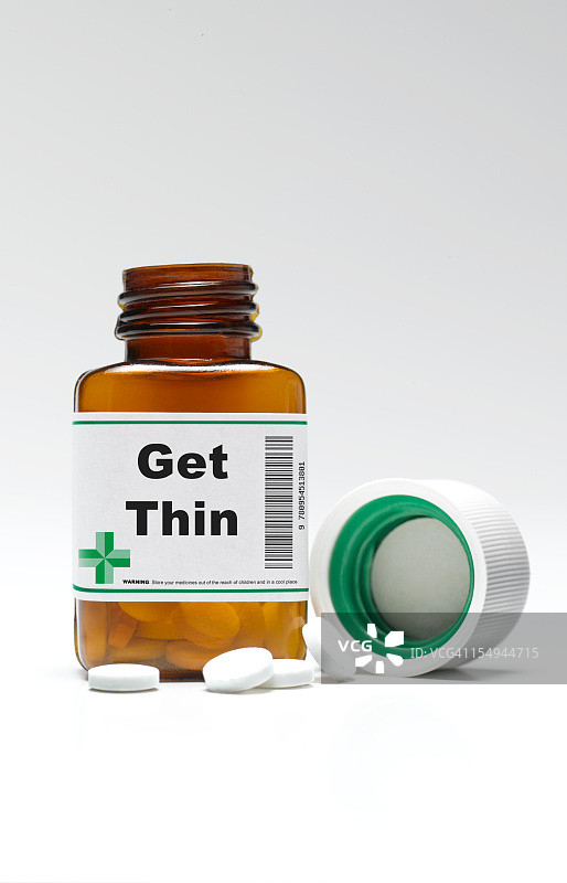 减肥药瓶和药丸图片素材