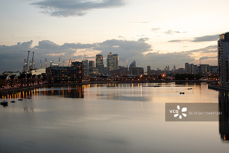 伦敦码头区日落景色图片素材