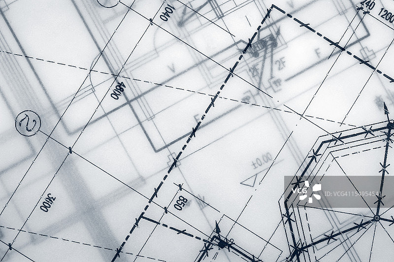 工程蓝图打印件特写图片素材