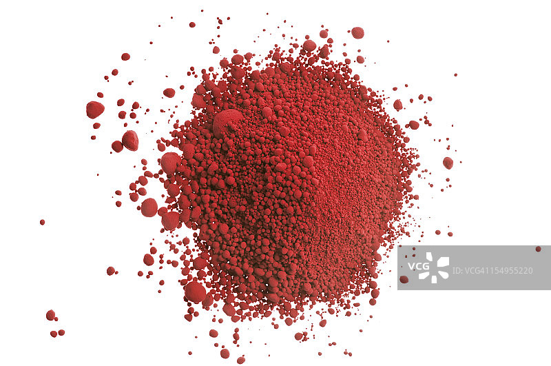 白色背景上的红色颜料粉末堆图片素材
