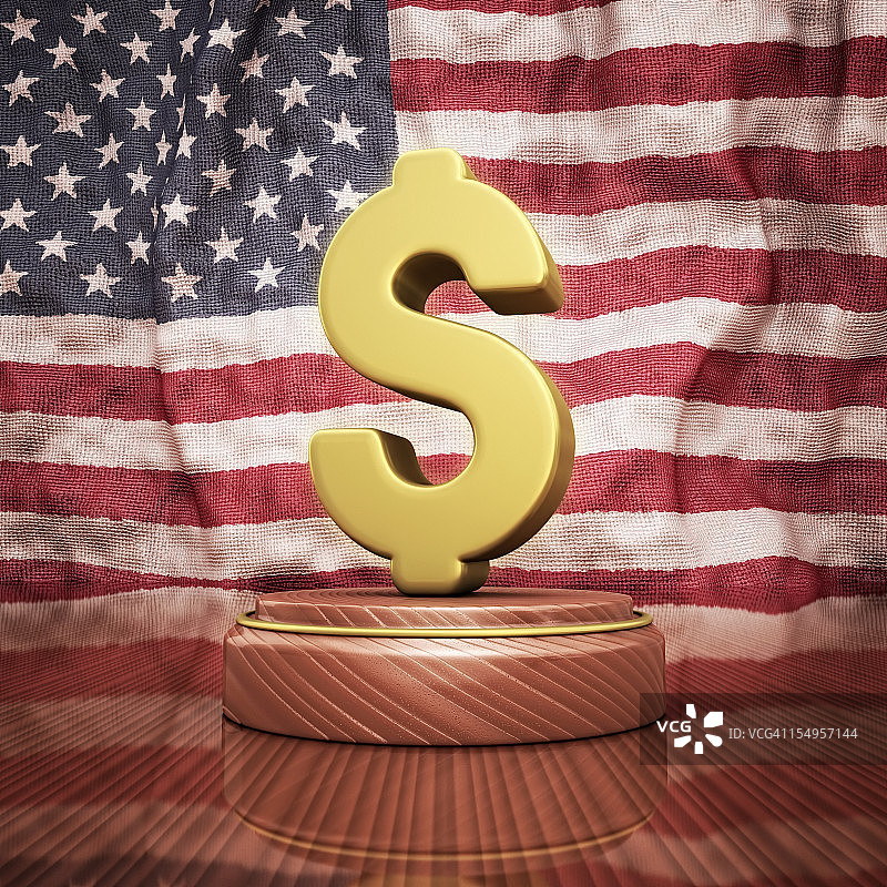 美国国旗上的美元符号图片素材
