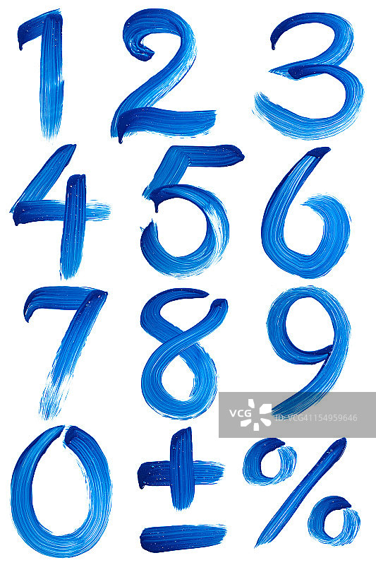 窗户上用画笔绘制的蓝色数字图片素材