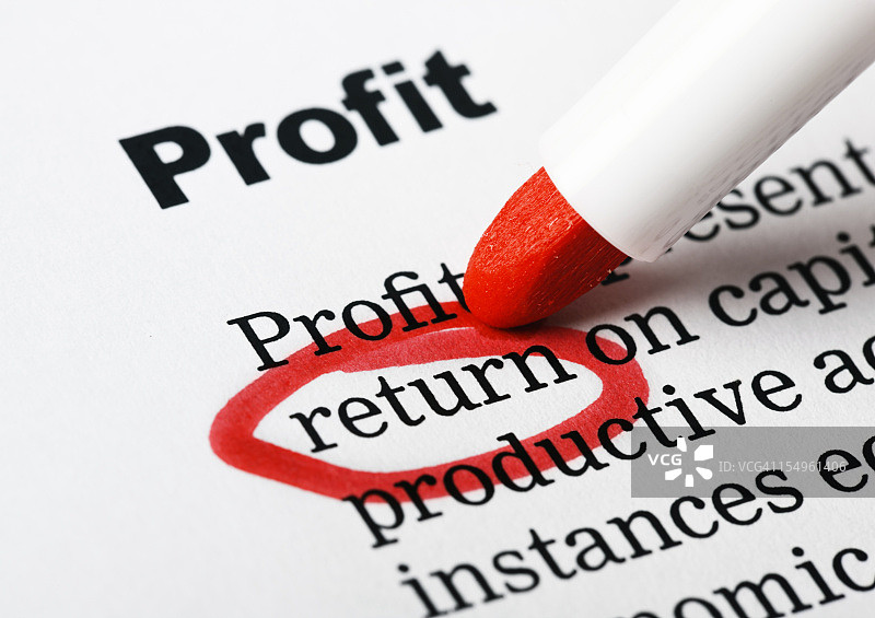 红色圈出的“利润”字样图片素材