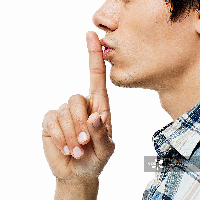 年轻男子示意安静图片素材