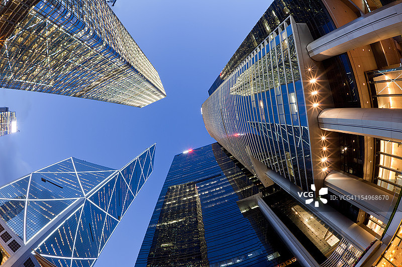 香港摩天大楼鱼眼视角图片素材