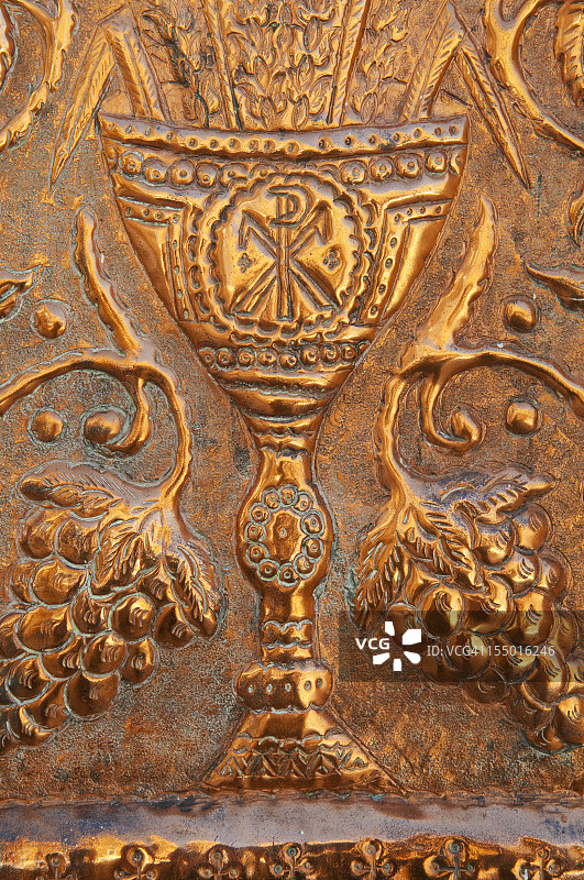 马卢拉圣狄奥克拉希腊东正教修道院的Chi Rho图片素材