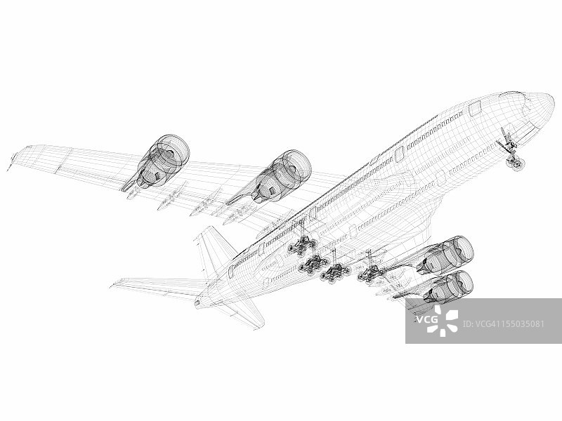 3D草图建筑抽象A380-01飞机图片素材