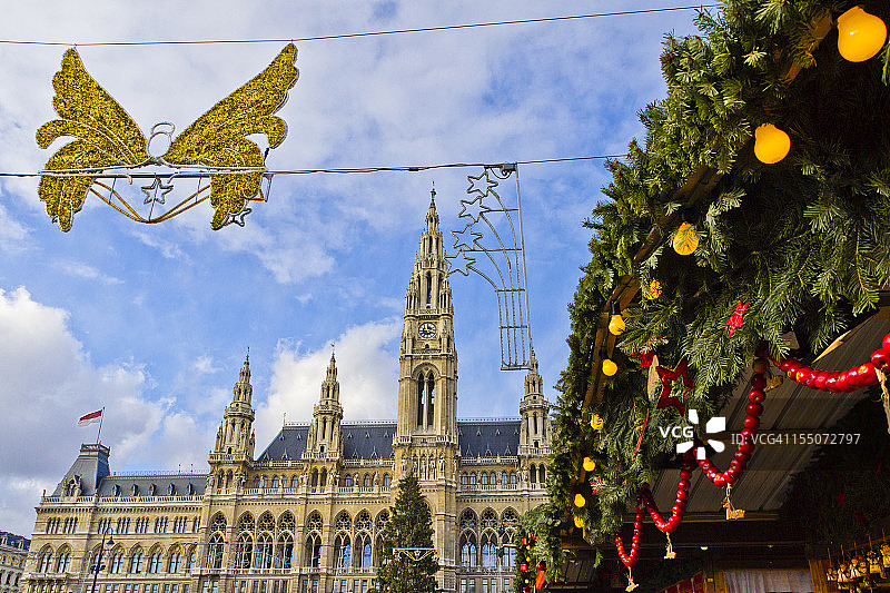 维也纳市政厅的圣诞装饰品图片素材