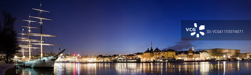 斯德哥尔摩夜景全景图片素材