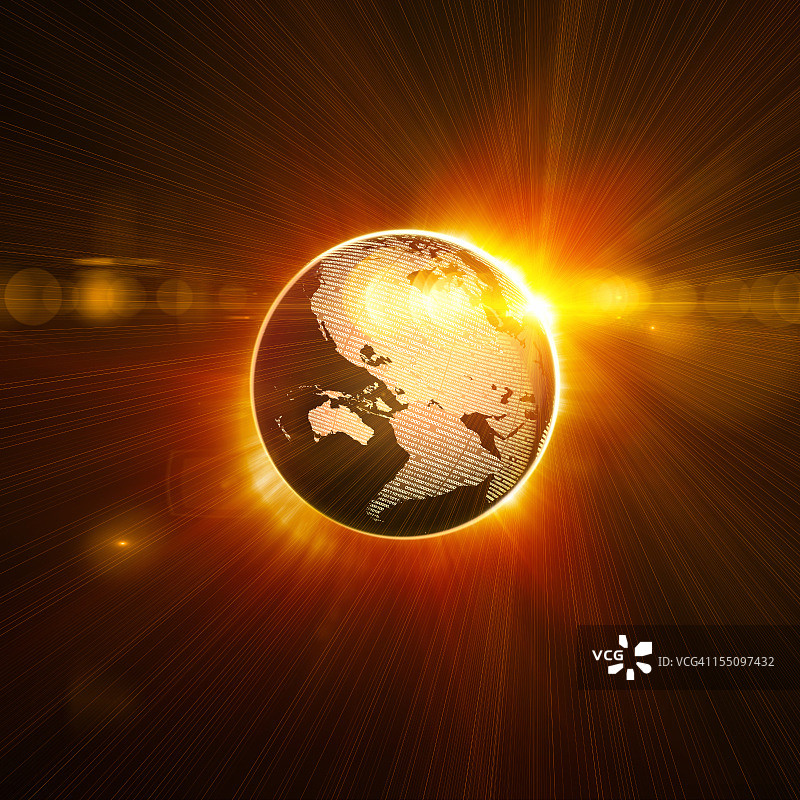 阳光下的数字地球图片素材