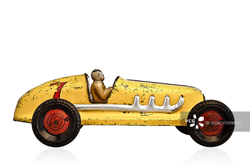 带有数字7的黄色模型赛车图片素材