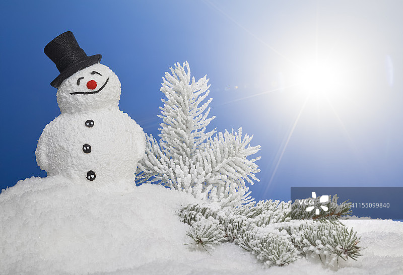 阳光明媚的雪人图片素材