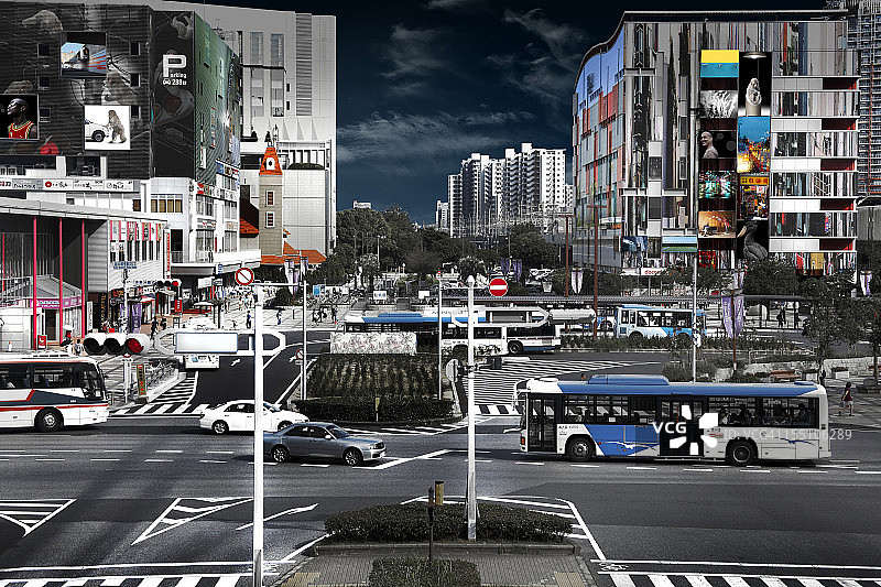 日本的车站广场环岛图片素材