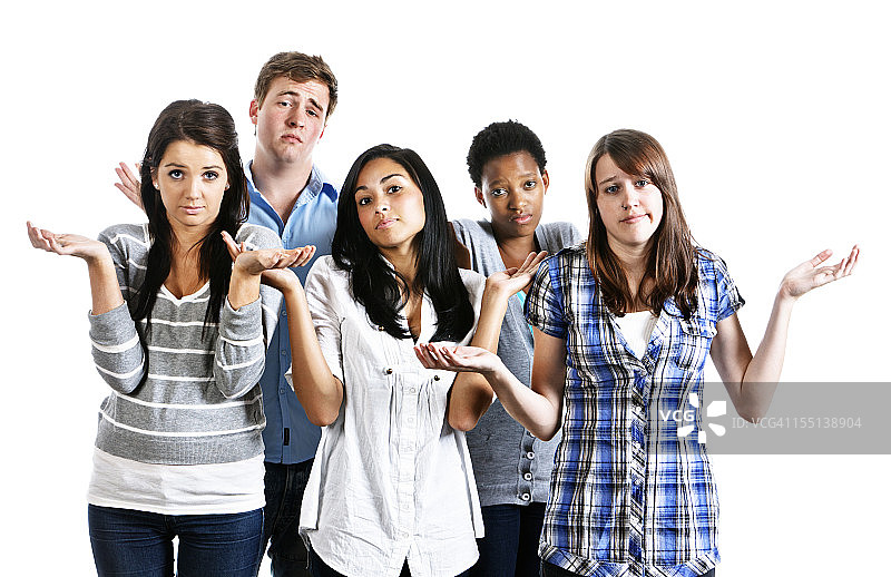 无所谓！五个年轻人的不在乎图片素材