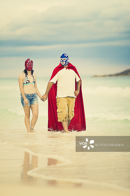 墨西哥摔跤手度蜜月图片素材