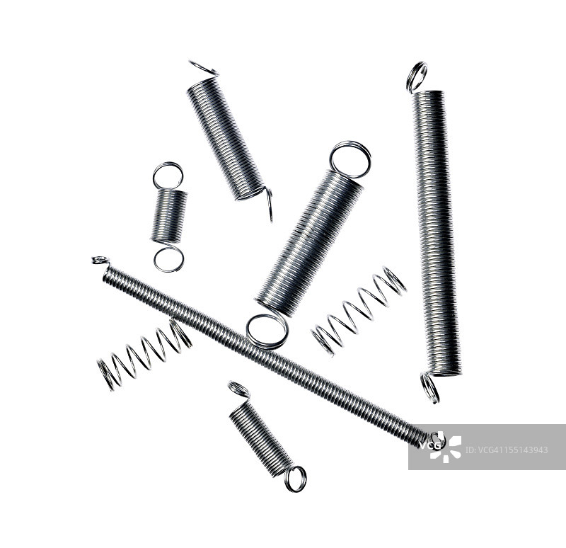 白色背景上的金属弹簧图片素材