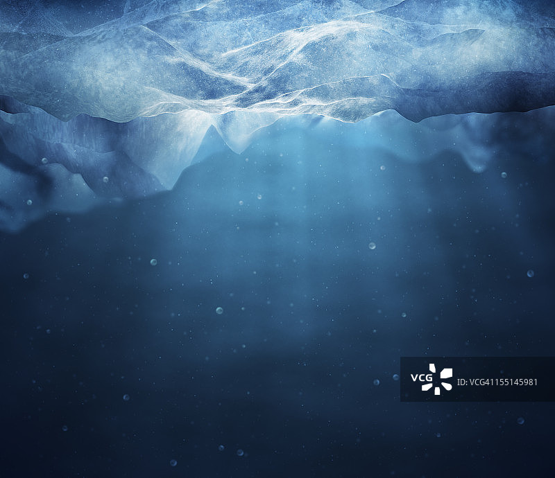 水下照片，阳光穿过冰层图片素材