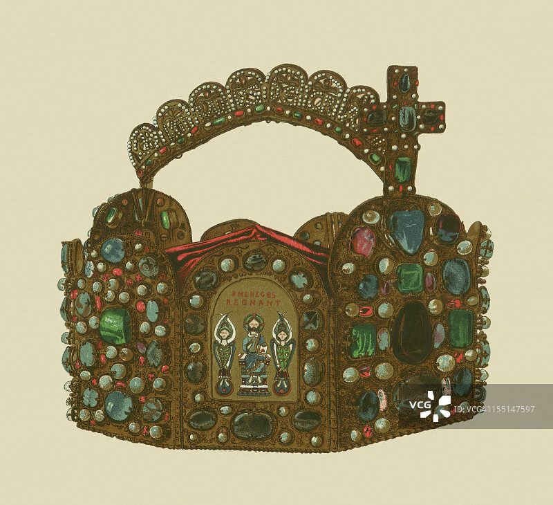 德国国王的皇冠（Corona aurea），石版画，出版于1880年图片素材