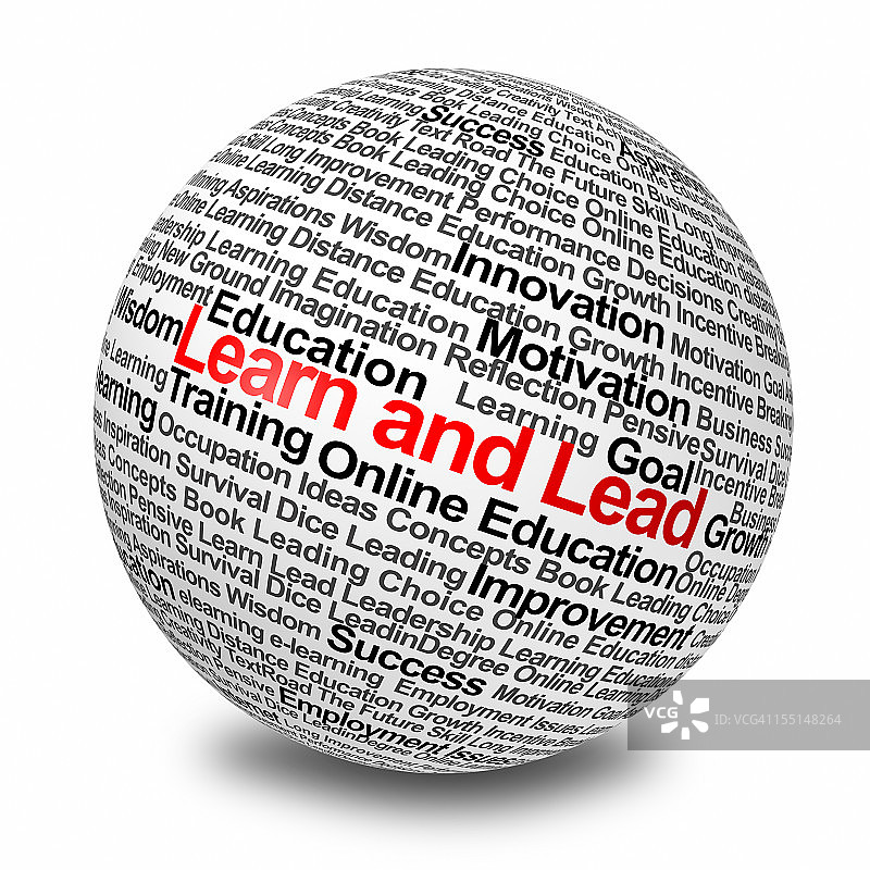 覆盖着教育和灵感词汇的球图片素材