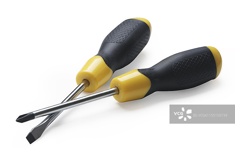 黄黑色手柄的十字和一字螺丝刀图片素材