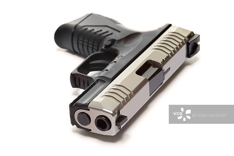 现代半自动手枪（白色背景隔离）图片素材