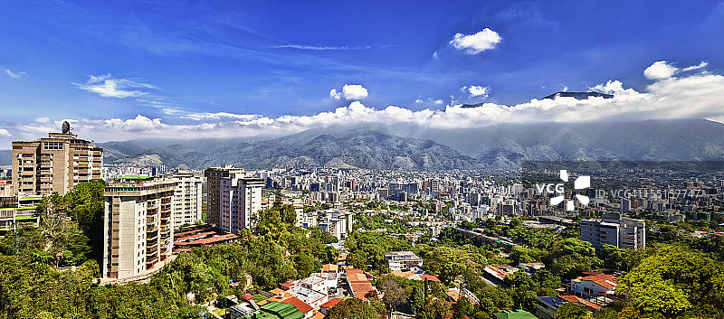 清晨时分东加拉加斯市的航拍景观图片素材
