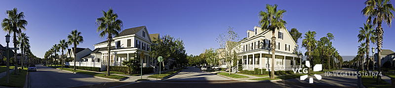 佛罗里达郊区日出时分的豪华住宅全景（美国）图片素材