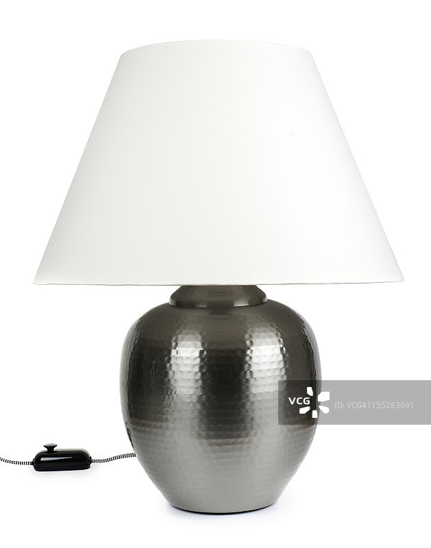 白色灯罩的大型金属台灯图片素材