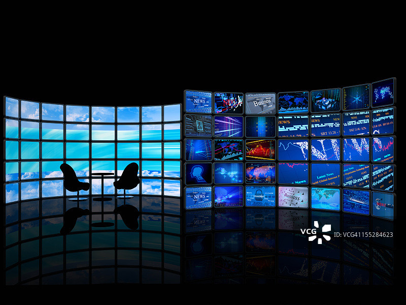 数字商业新闻演播室图片素材