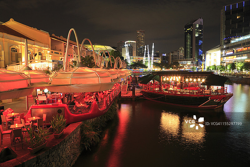 新加坡克拉码头夜景图片素材