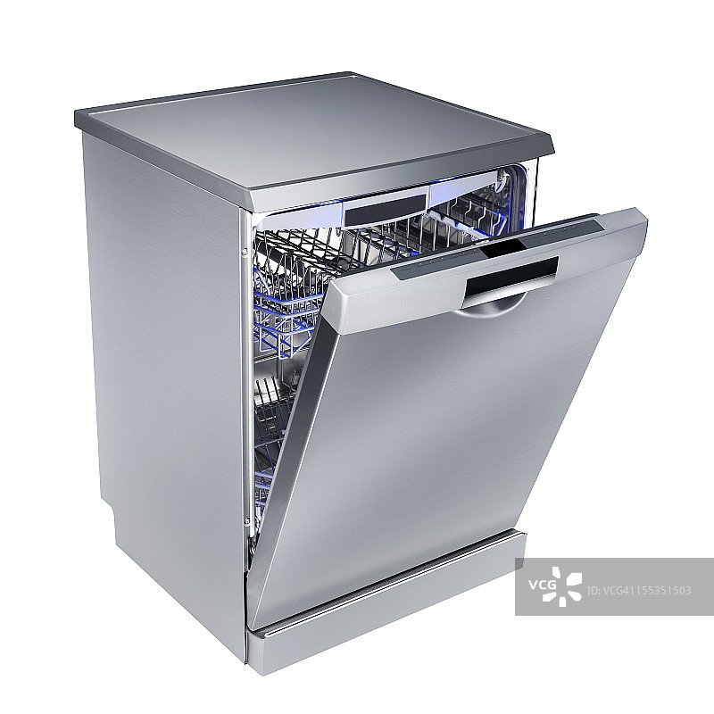 白色背景上的洗碗机（带裁剪路径）图片素材