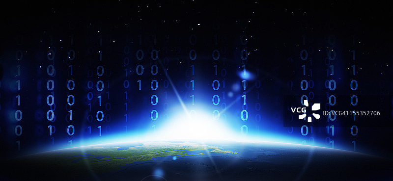 地球与二进制代码图片素材