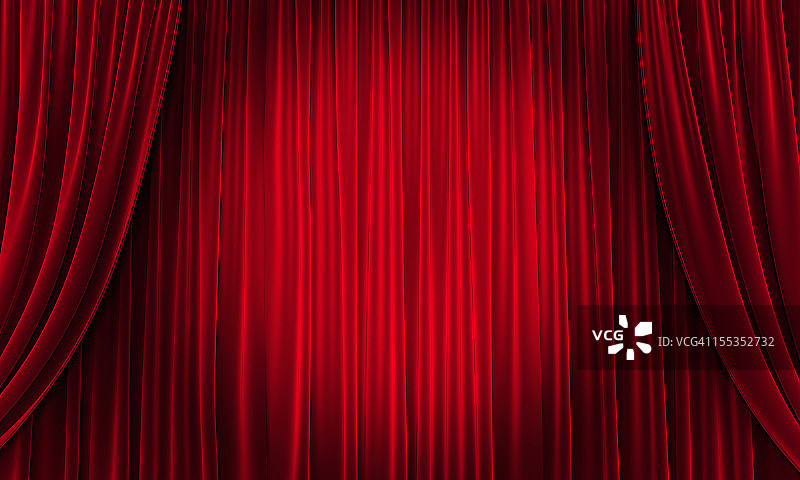 聚光灯下的大型活动红色幕布图片素材