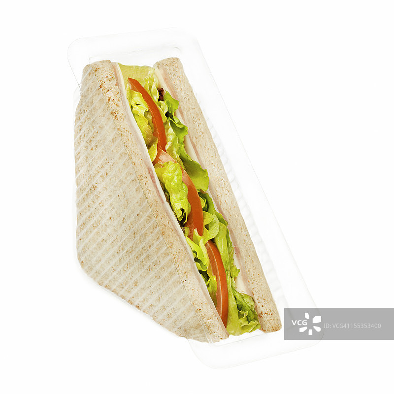 塑料包装中的火腿奶酪三明治图片素材