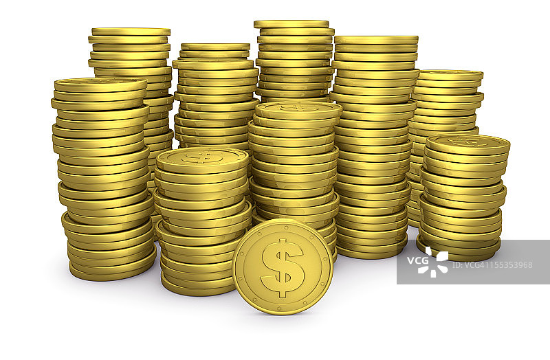堆叠的金币图片素材