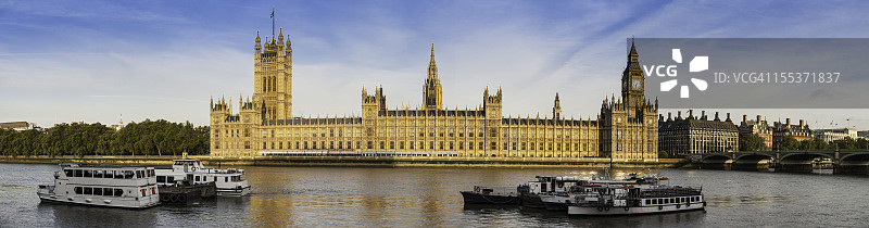 伦敦议会大厦大本钟全景图片素材