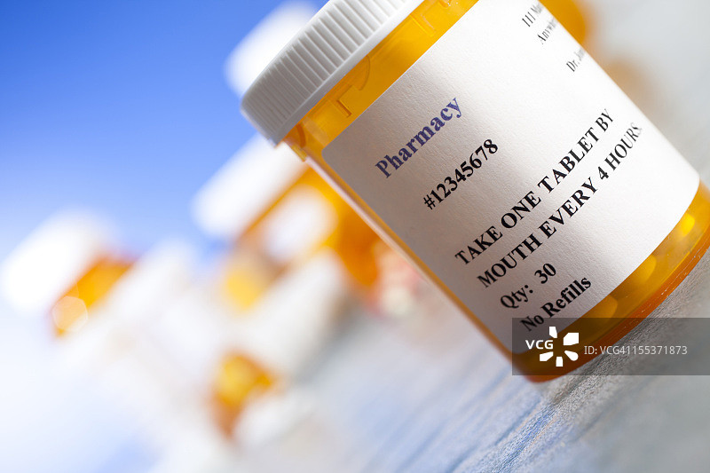 带有标签的处方药瓶药品，无人图片素材