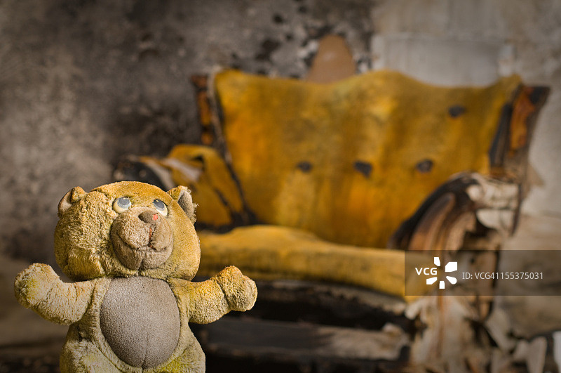 烧毁的泰迪熊图片素材