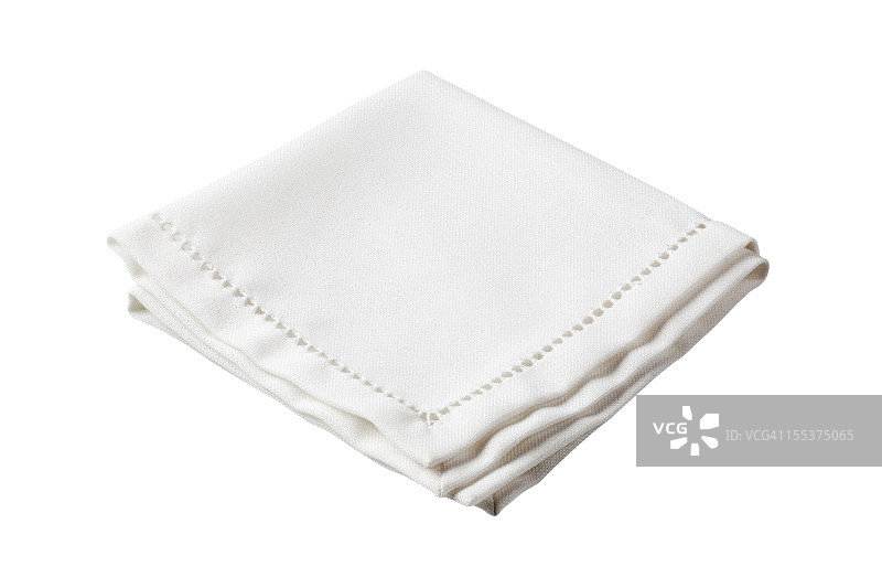 带刺绣边的白色折叠餐巾图片素材