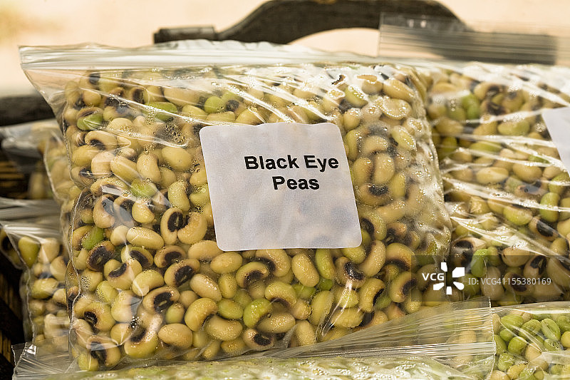 佛罗里达州农贸市场的黑眼豌豆图片素材