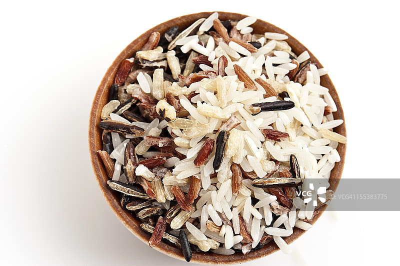 白色背景上的什锦饭碗图片素材