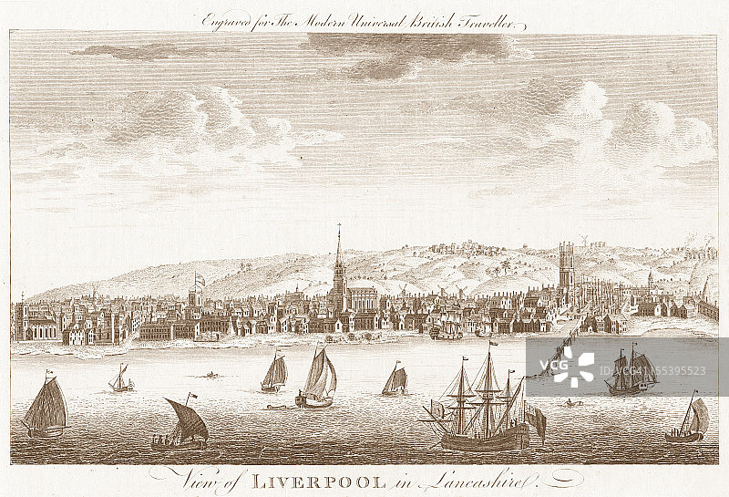 利物浦 - 18世纪雕刻图像图片素材