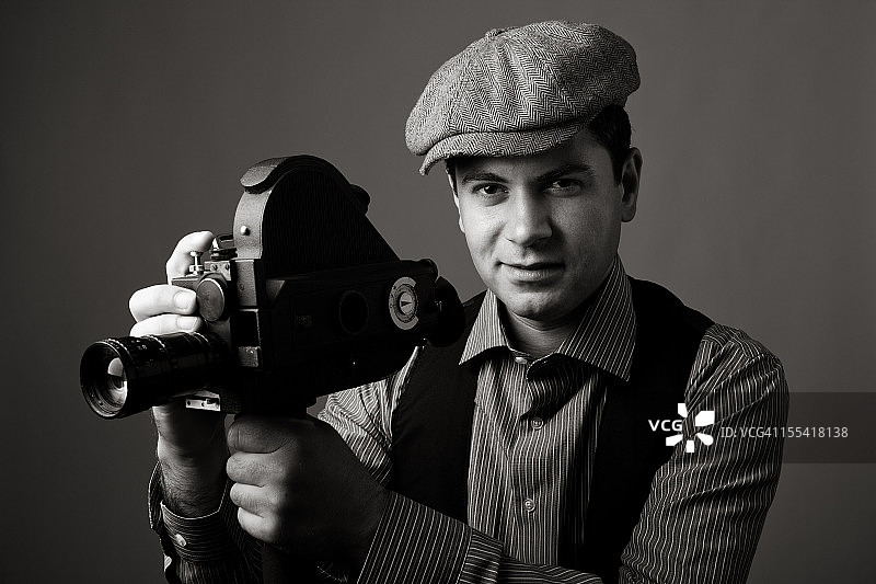 黑白胶片电影导演人像图片素材