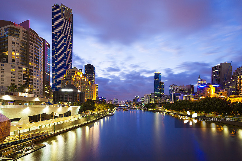 墨尔本城市天际线：南岸和亚拉河图片素材