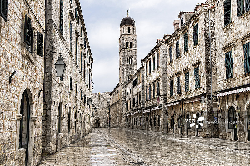 克罗地亚杜布罗夫尼克小镇的主要街道图片素材