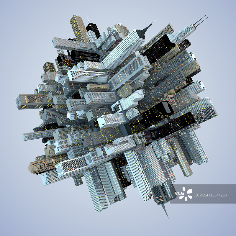 未来地球建筑摩天大楼城市立方体3D抽象图片素材