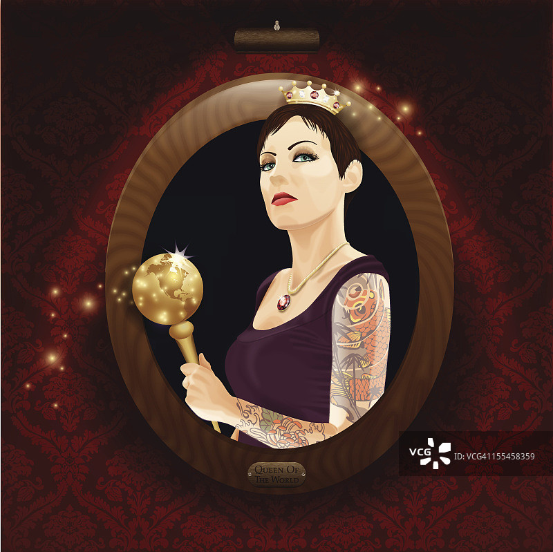 逼真的人物肖像矢量插画：世界女王图片素材