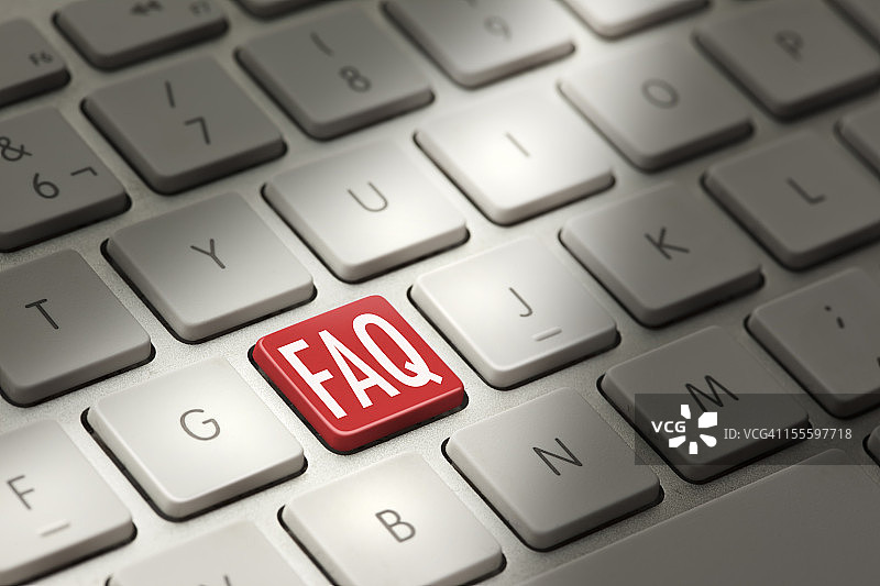 显示FAQ键的电脑键盘特写图片素材