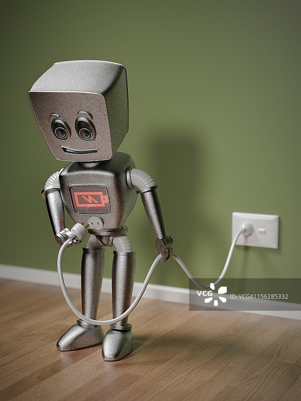 小型机器人充电插画图片素材